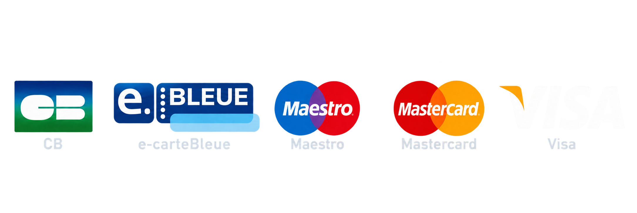 CB, e-carteBleue, Maestro, Mastercard et Visa